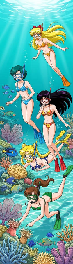 Anime girls are snorkeling