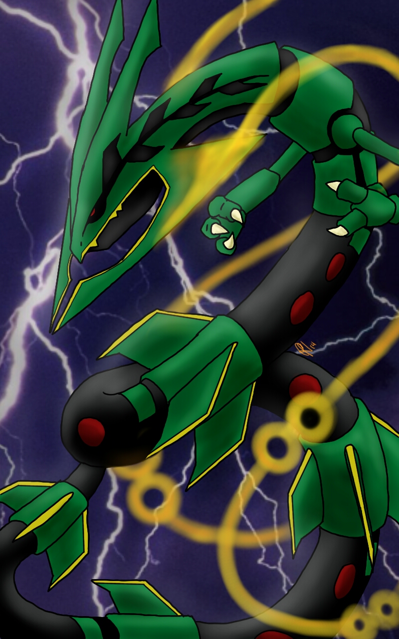 Pokemon: Shiny Rayquaza by GenkoNoMiko on DeviantArt