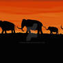 Mammoths in the sunset