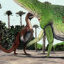Compsognathus hunting diplodocid