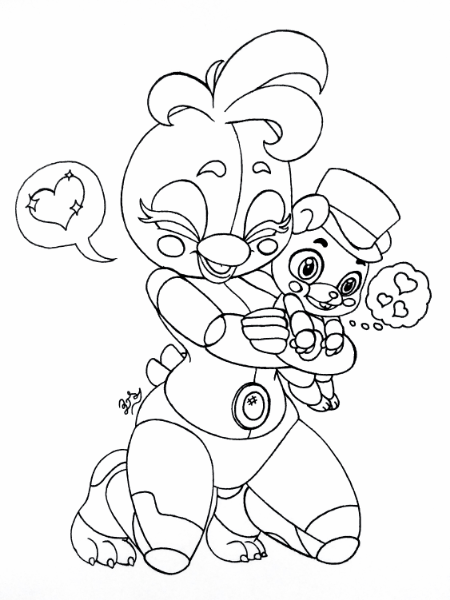 Drawing the Funtime chicas! (I made my oc funtime chica before the act, chica fnaf