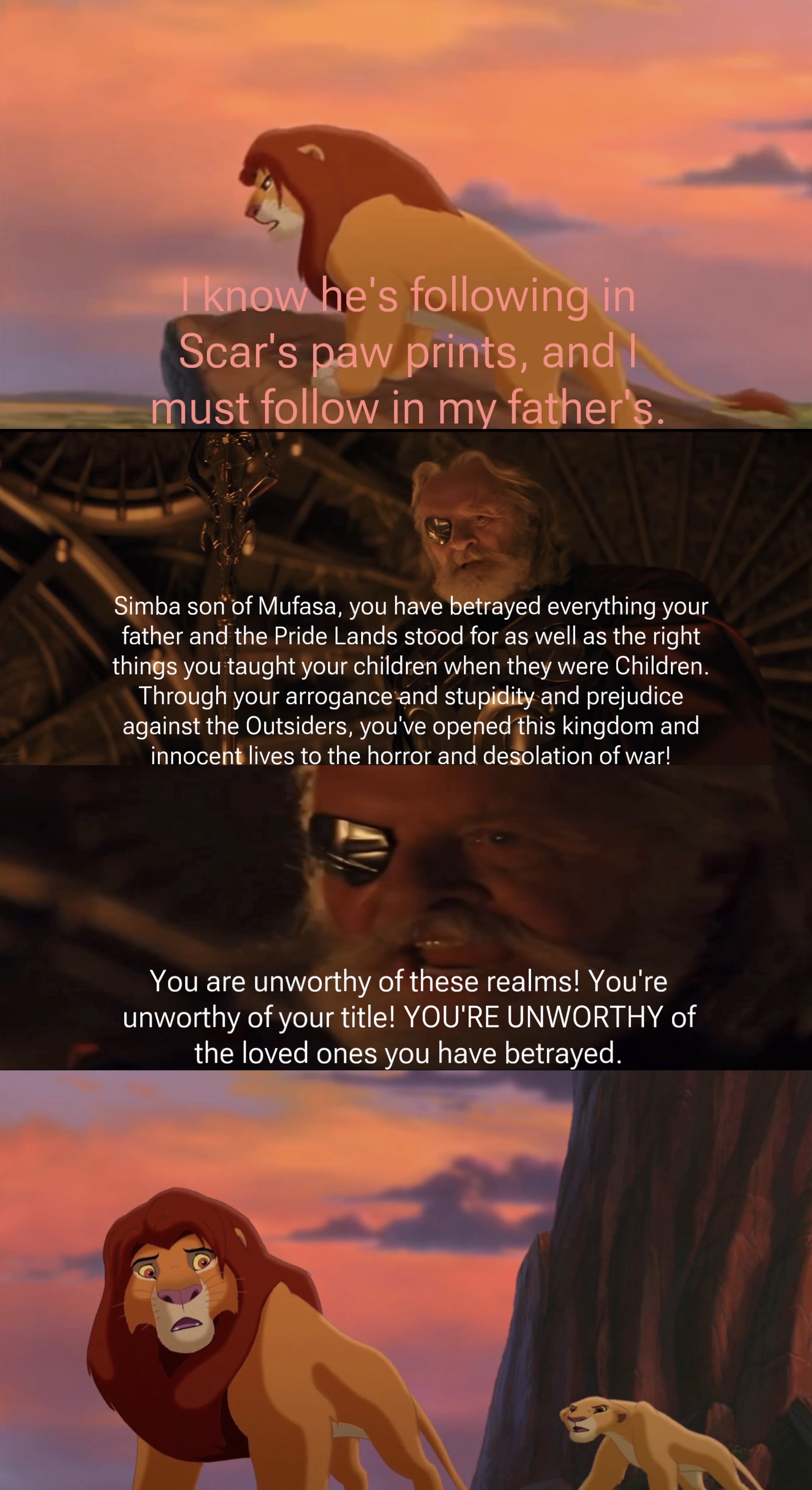 Odin (Thor 2011) banishes Simba for exiling Kovu by MasterofLaughter on ...