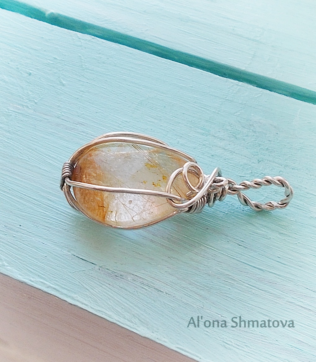 Pendant 925 sterling silver, rutile quart