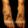Rosary on ankle tattoo
