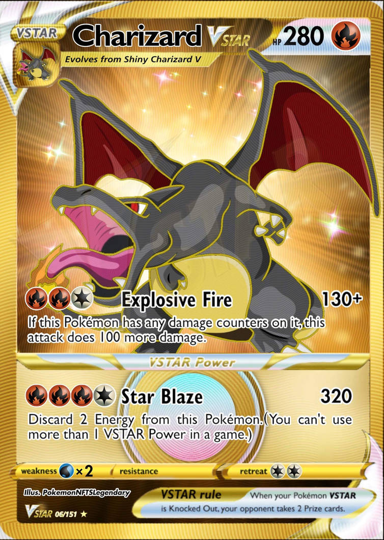 Shiny charizard Vstar gold by PokemonNFTSLegendary on DeviantArt Shiny charizard Vstar gold by PokemonNFTSLegendary on DeviantArt
