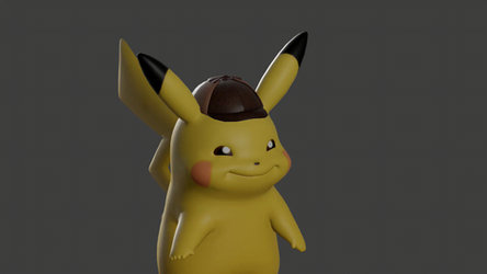 Detective Pikachu wiggling his ears (Blender)