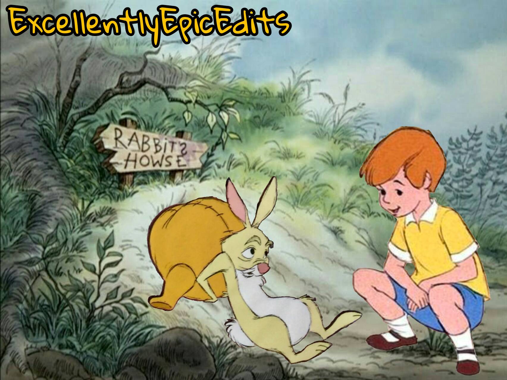 Pooh Rabbit Scared Rabbit Gives Pooh A Push by ExcellentlyEpicEdits on DeviantArt