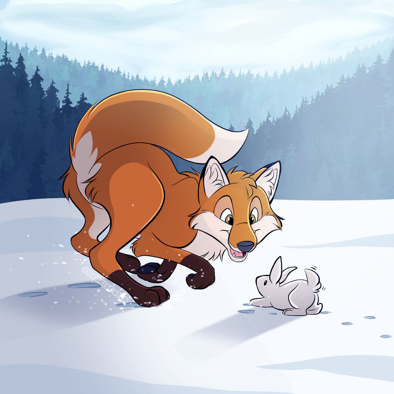 Fox X Rabbit Fox and Bunny by SaddlePatch on DeviantArt