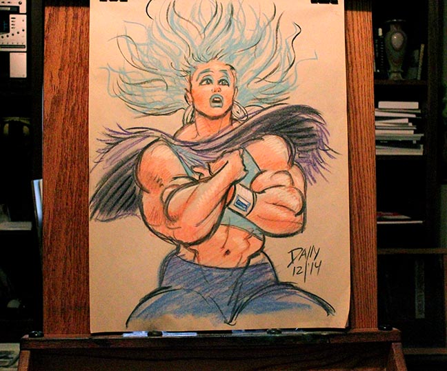 Quadra static hair chalk sketch by LymanDally