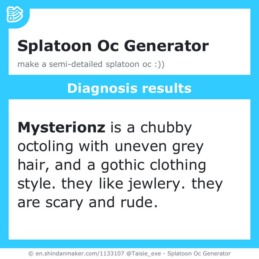 Shindanmaker splatoon OC generator by mysterionz on DeviantArt