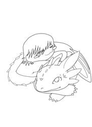 Toothless Hiccup Outline