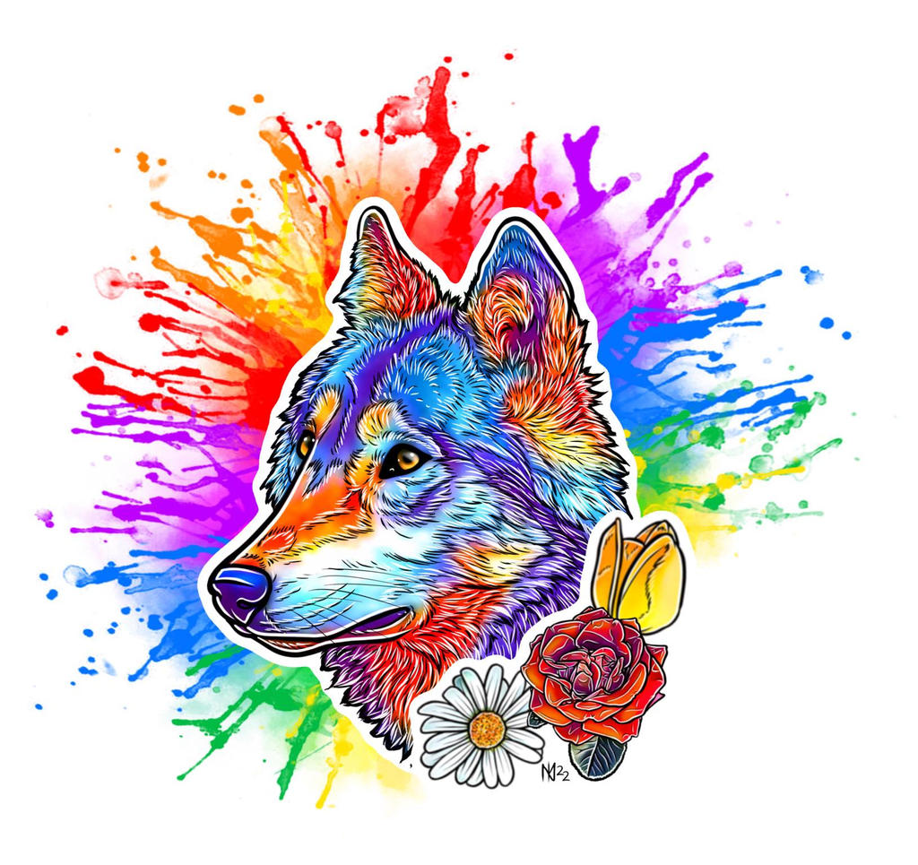 Rainbow Wolf By Kekreations On Deviantart