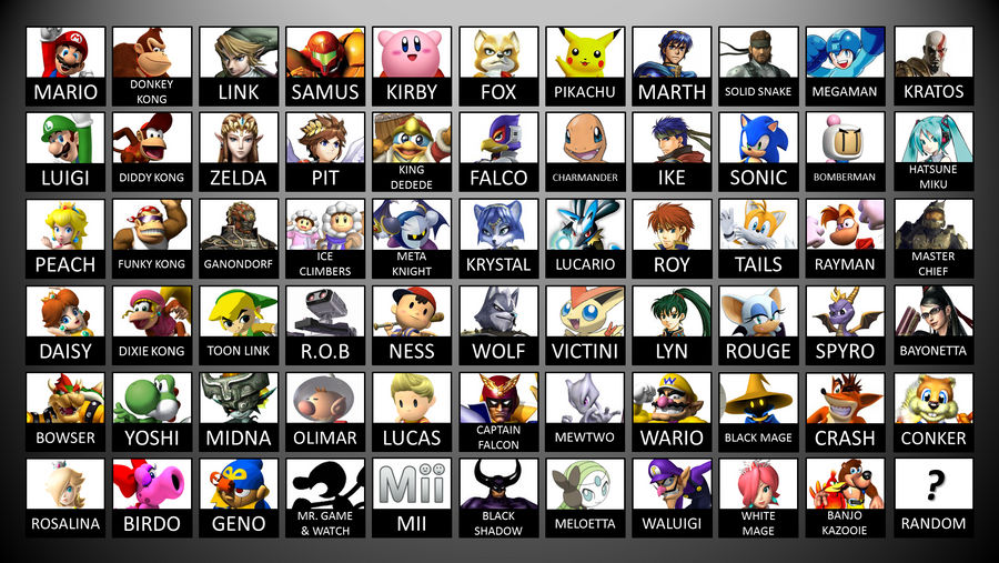 My SSB4 roster v2.0 by AtomicLugia on DeviantArt