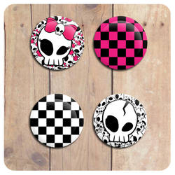 Buttonset Skull and Checker