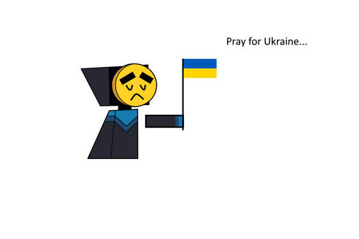 Master Frown holding the Ukrainian flag