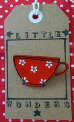 Red Teacup Brooch