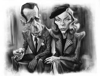 Humphrey Bogart and Lauren Bacall by lorenzowalkes