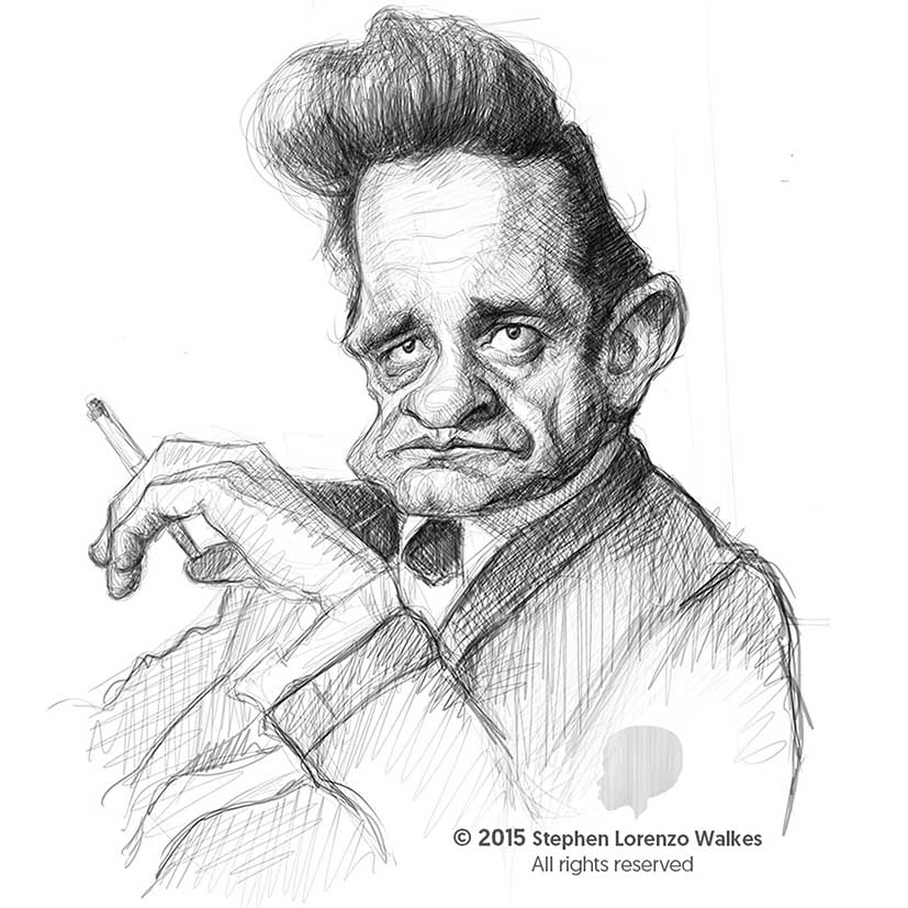 Johnny Cash - Sketch by Stephen Lorenzo Walkes