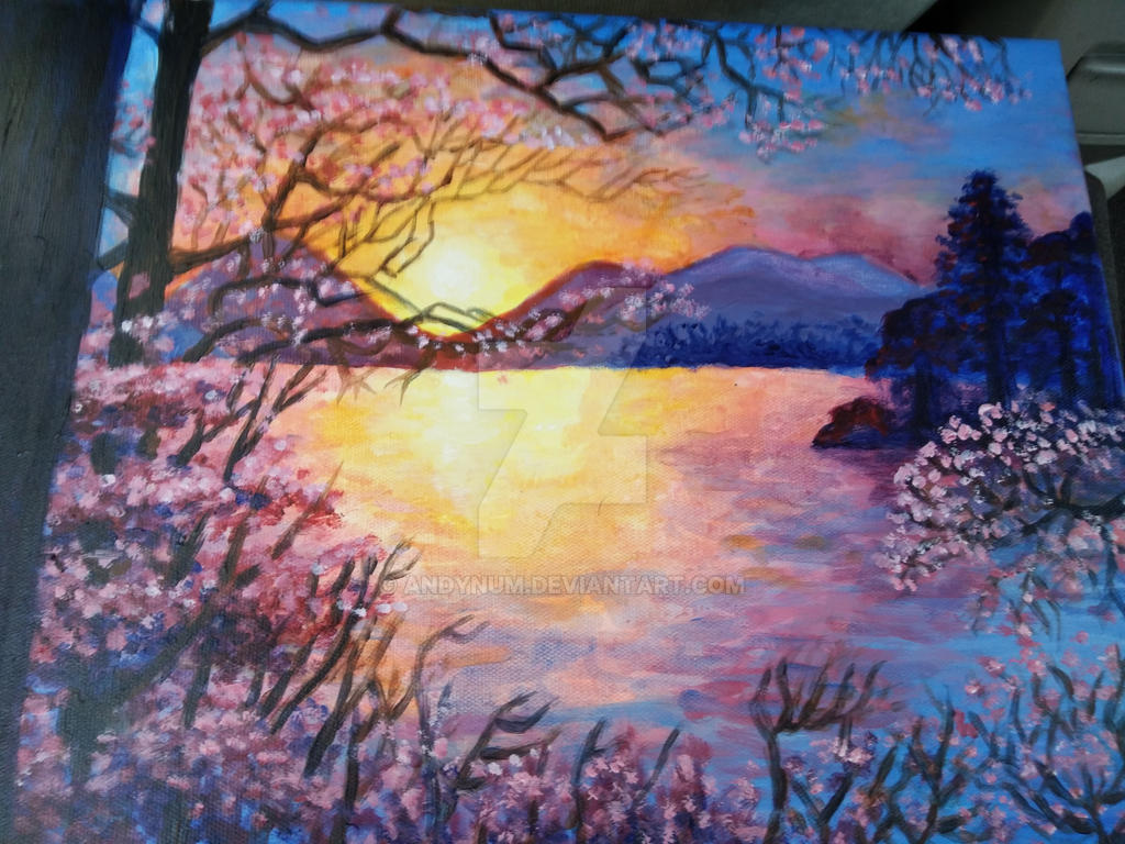 Spring Sunset Drawings sunset spring by andynum on DeviantArt