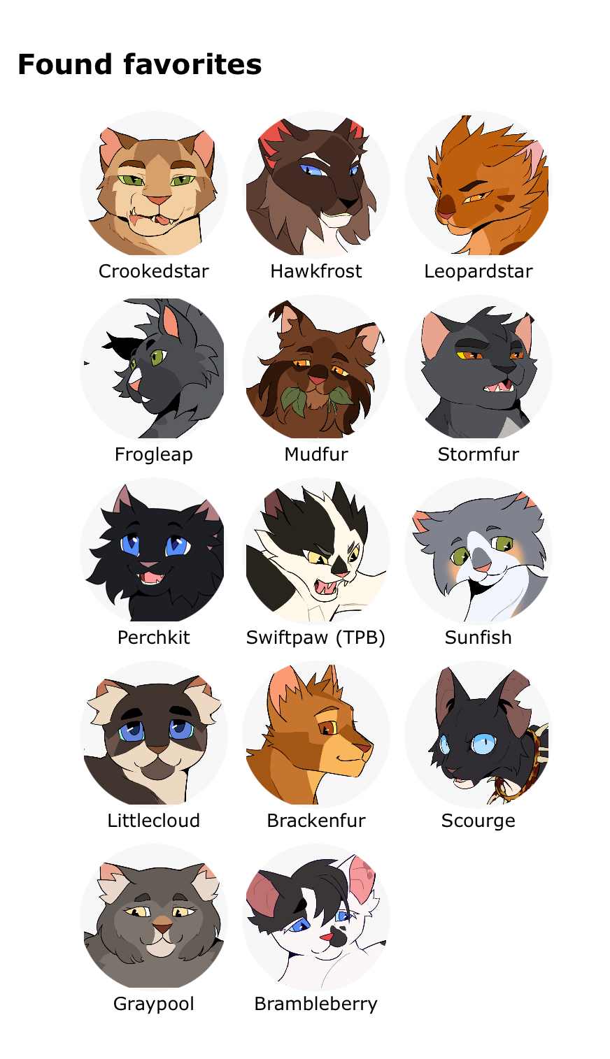 Favourite Warrior Cats characters 2 by OwlThatNestsLow on DeviantArt