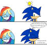 Sonic gets hit by Rainbow Dash