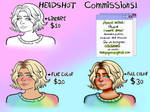 Headshot Commissions! by jujubakamis