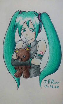 Hatsune Miku and the bear.