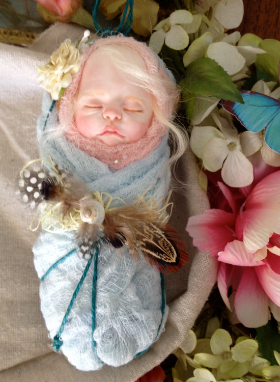 Pastel pink and blue fairy/pixie baby on ETSY