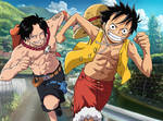 Luffy and Ace by Narusailor