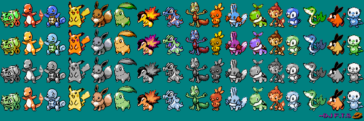 noget At håndtere Forfatning PokeMon Gen 1-5 Starters in Gen 2 by DJFangTS on DeviantArt