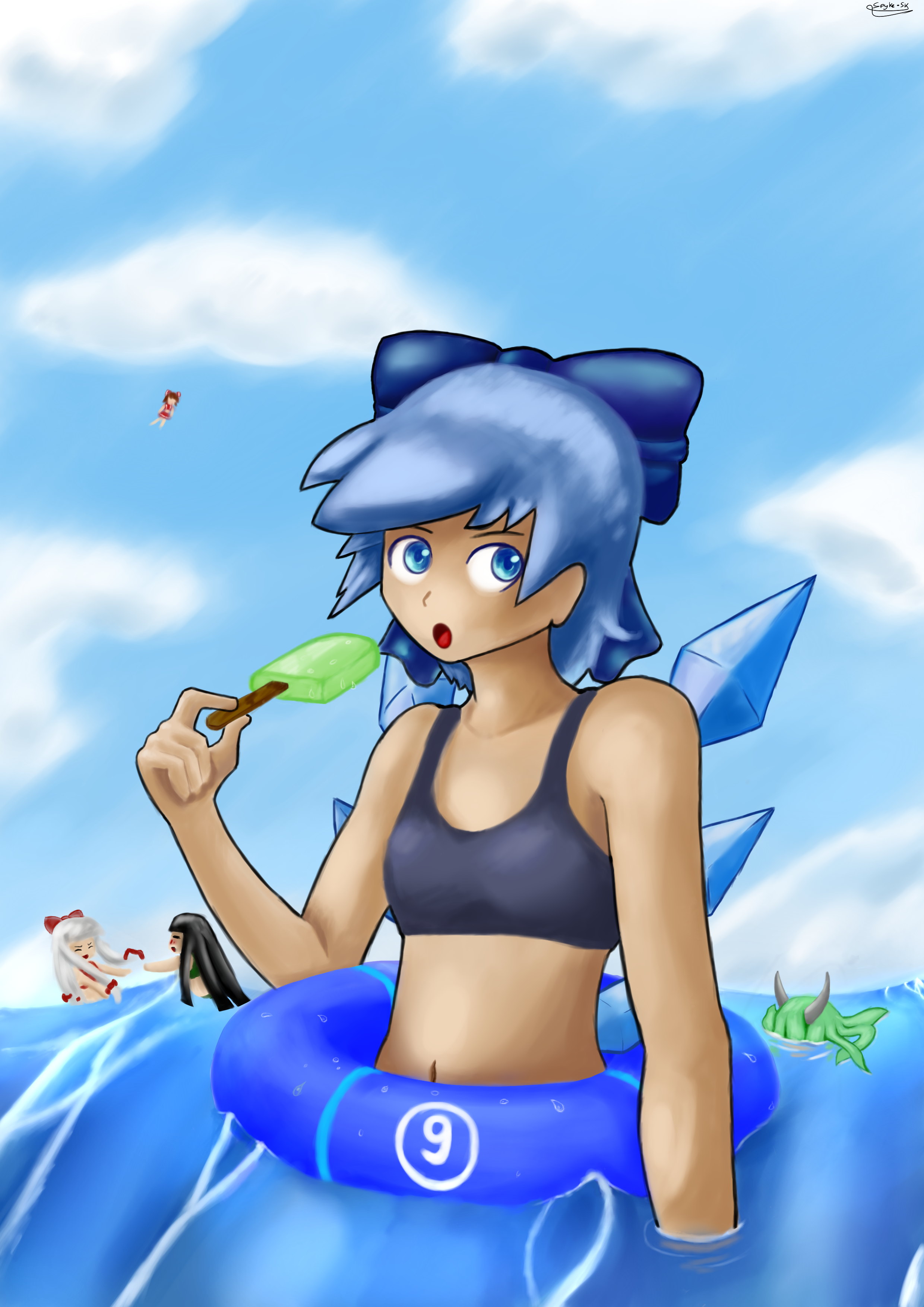 Cirno in the sea