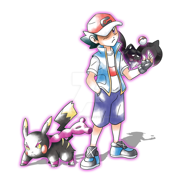 Pecharunt Possessed Ash X Toxic Chain Pikachu by MercuryBallxfusions on