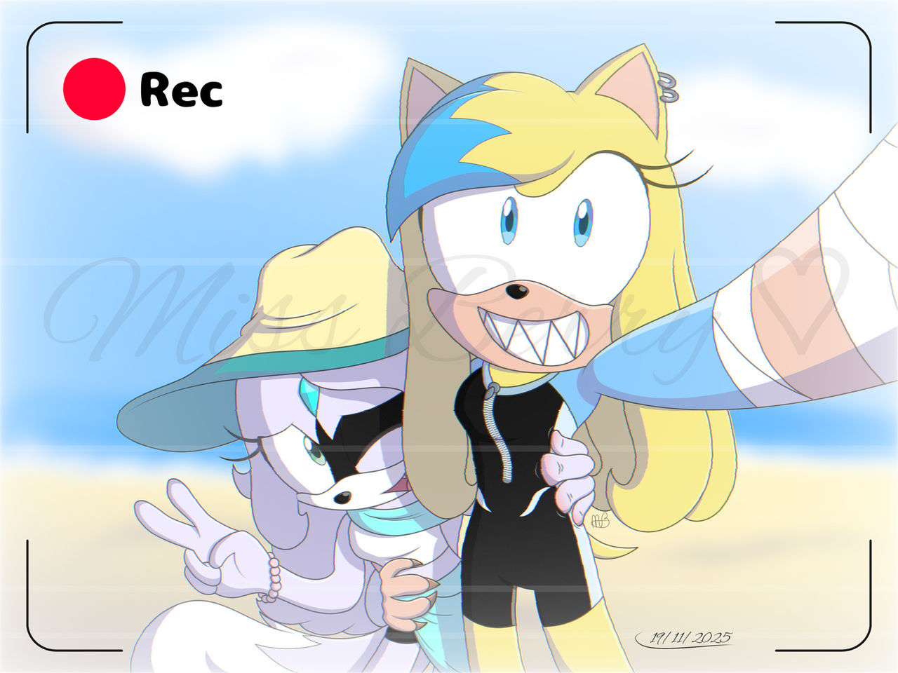 Sunny and Sparkle at the beach