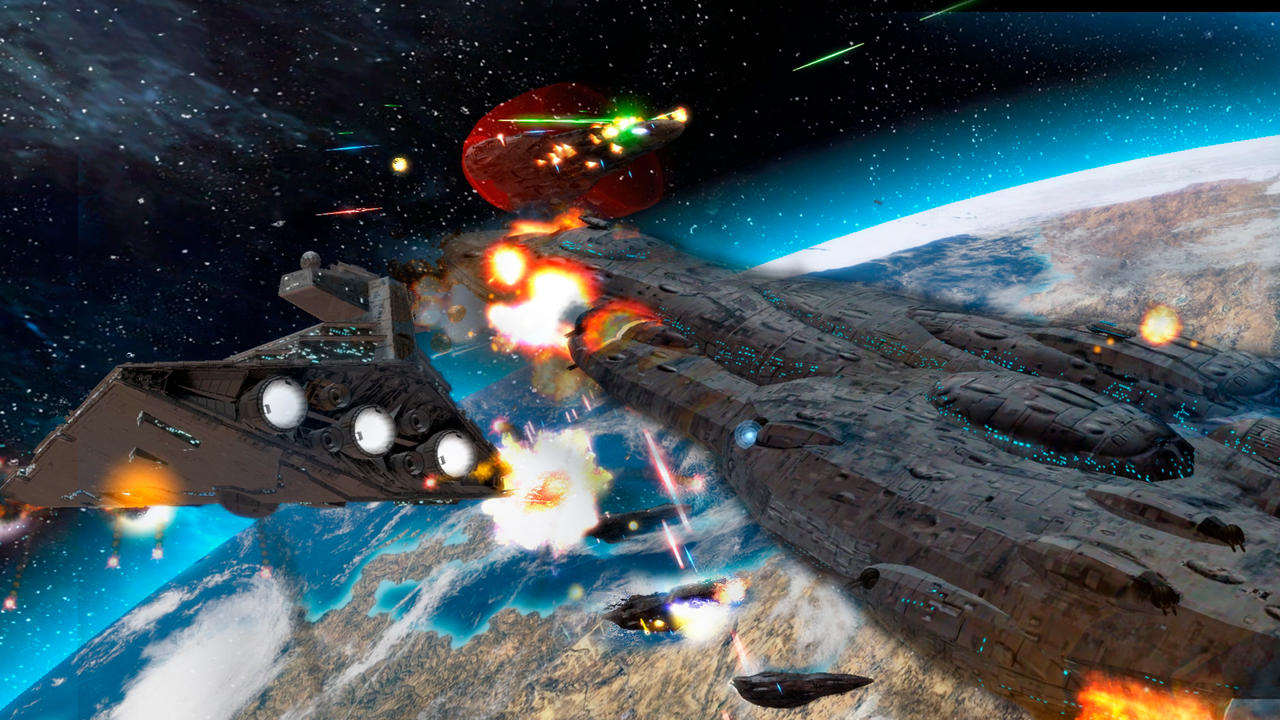 New Republic Mon Cal Star Cruisers vs ISDs 2 by NomadaFirefox on DeviantArt