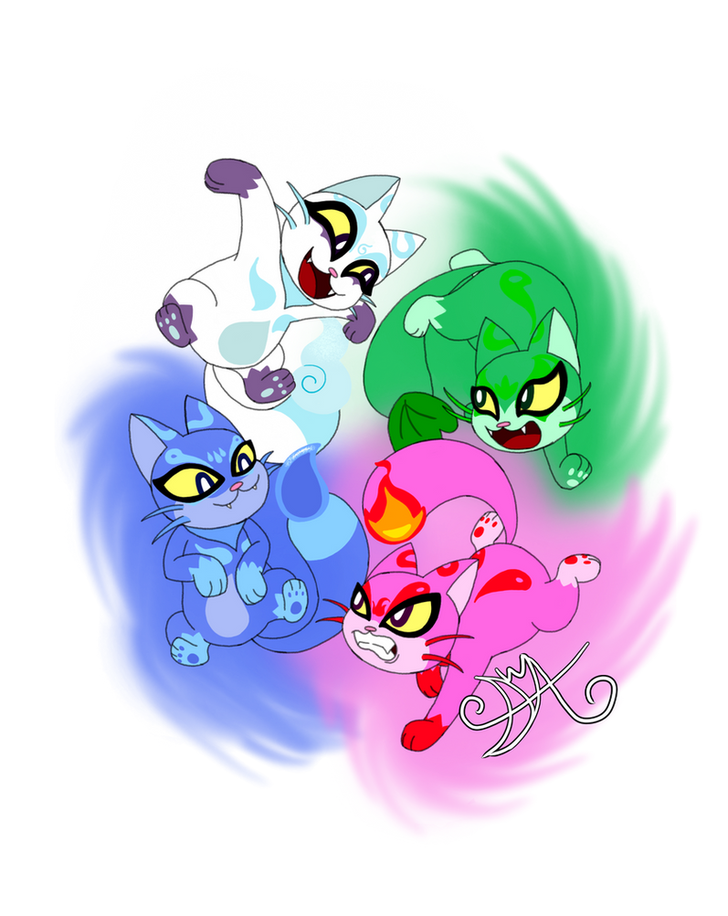 The Elemental Cats (Request) by DiagnosedwithArtism on DeviantArt