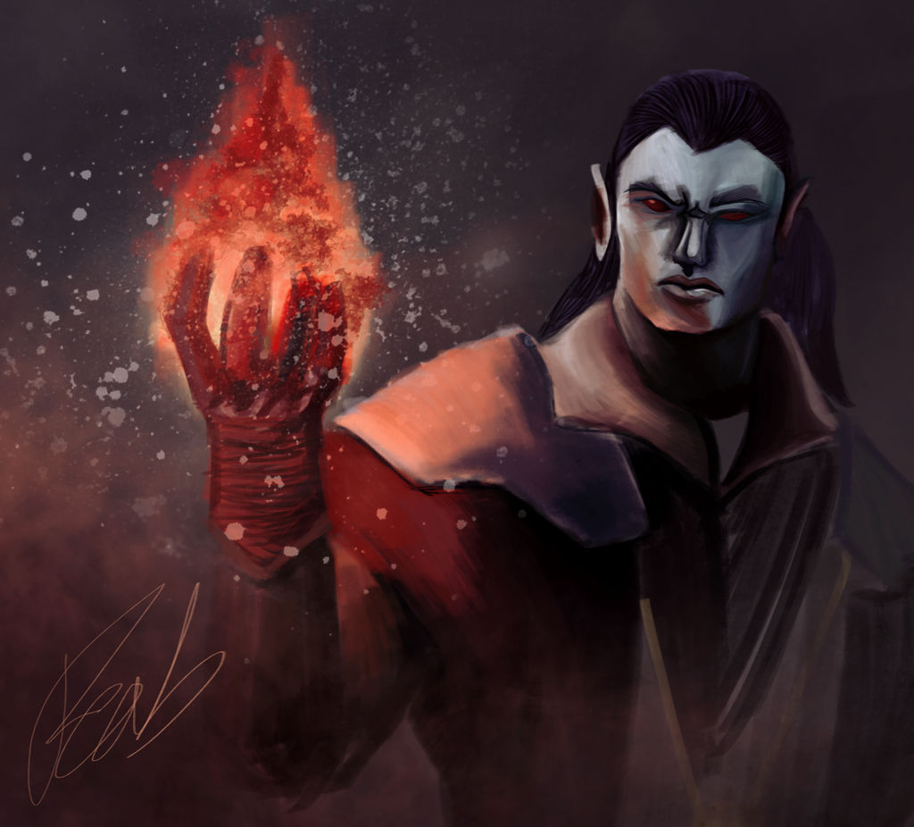 Dark Elf Pyromancer by Peabalicious on DeviantArt