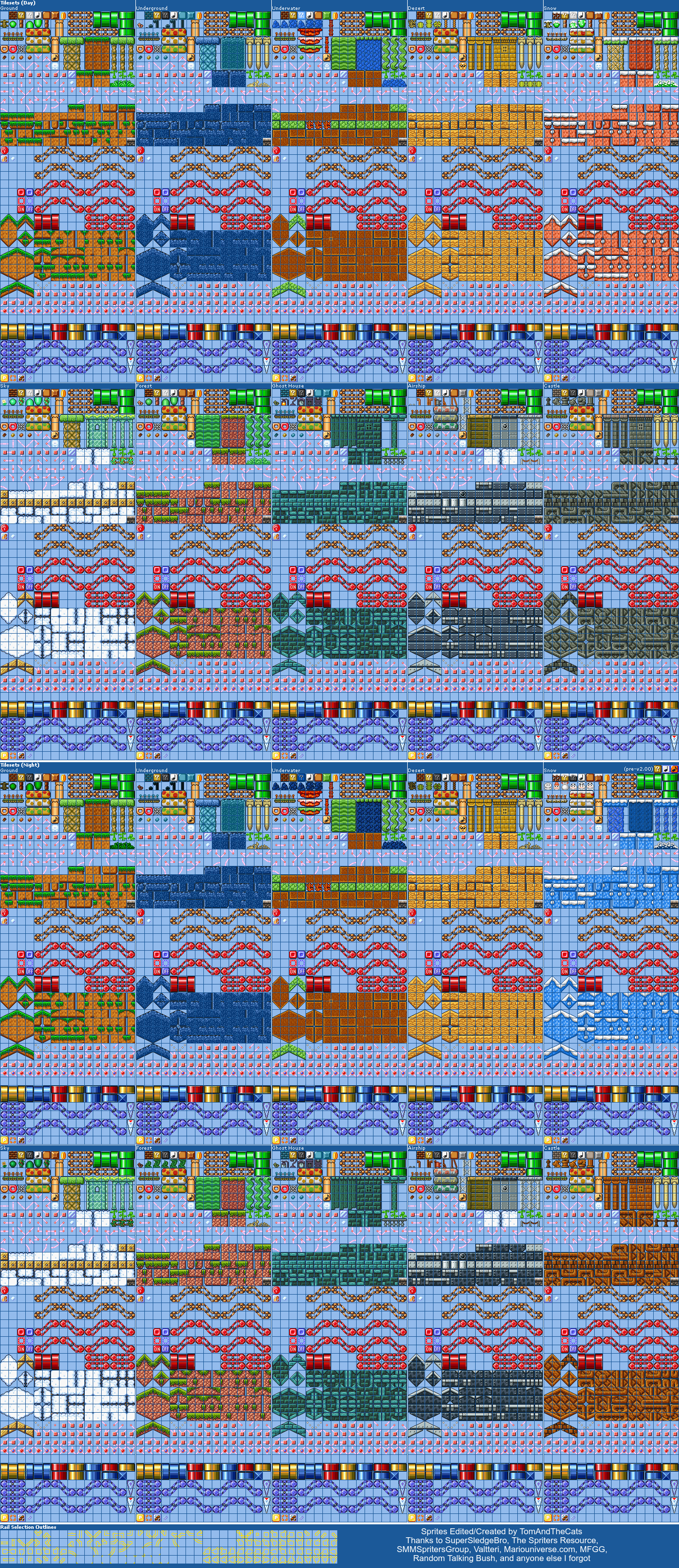 All SMM2 SMB1 SNES Style Tilesets Edited by TomAndTheCats on DeviantArt