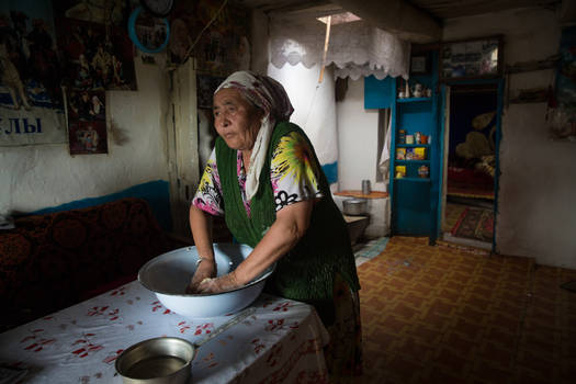 Pansia Prepares Bread. Bayan-Olgii, Mongolia