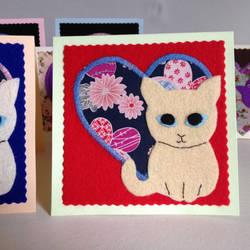 Kitty hearts you applique card