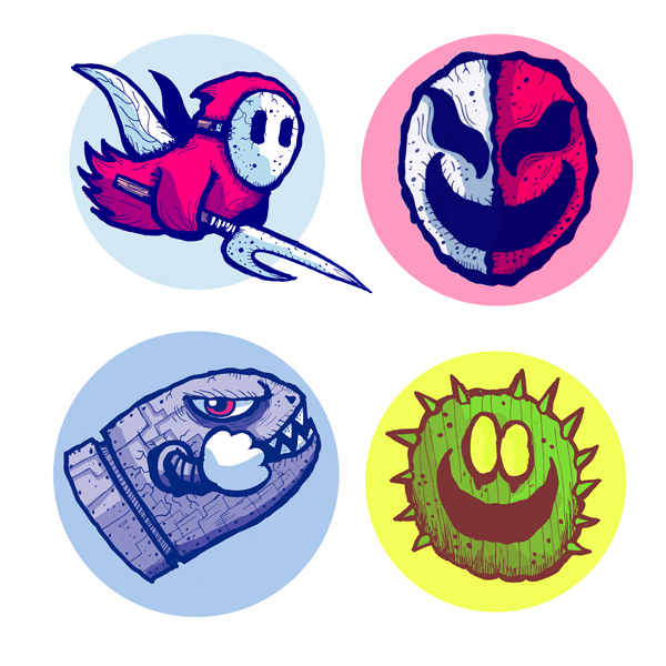 More 8-Bit Evil Mario baddie button ideas