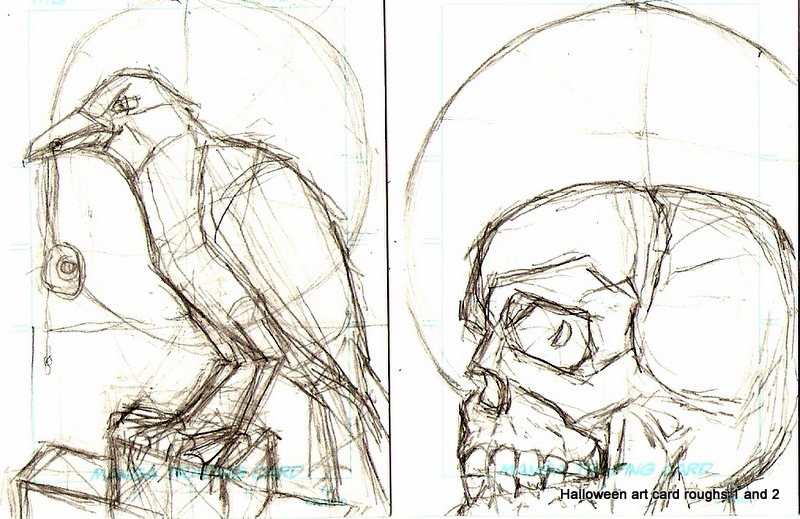 2 Halloween card roughs