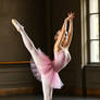 Young Blonde Ballerina wearing small pink tutu , h