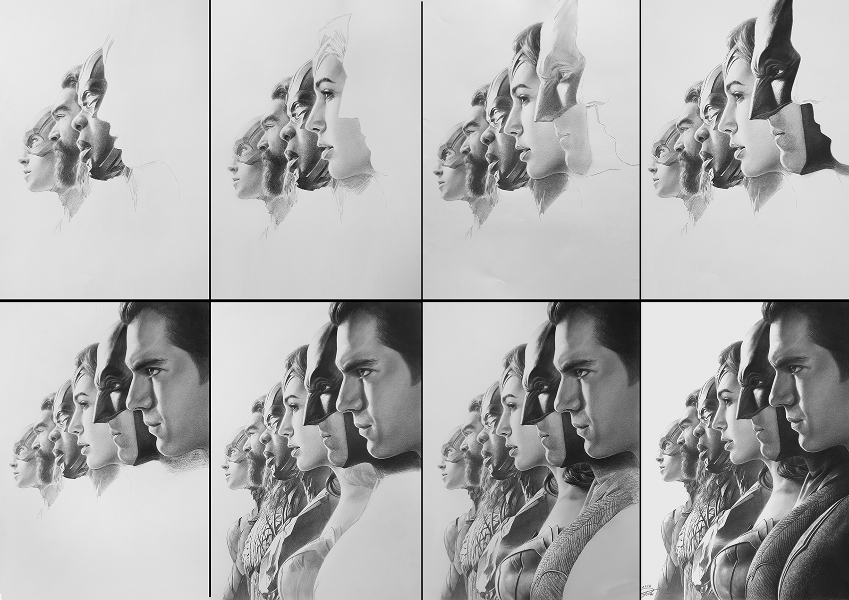 Justice League Pencil Art working process
