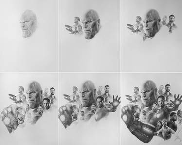 Avengers Infinity War Pencil Art working process