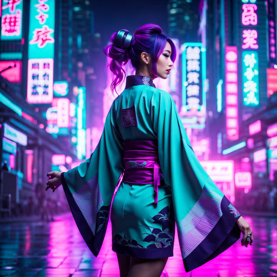 Japanse girl kimono aqua by monsterhunterrise on DeviantArt