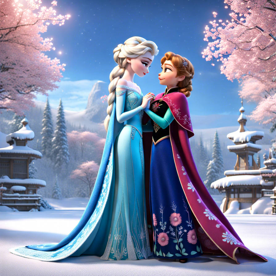A Huge Giant Elsa Kissing Anna On The Forehead In By Monsterhunterrise a-huge-giant-elsa-kissing-anna-on-the-forehead-in-by-monsterhunterrise