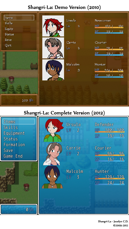 SHANGRI-LA:CV - Menu Differences