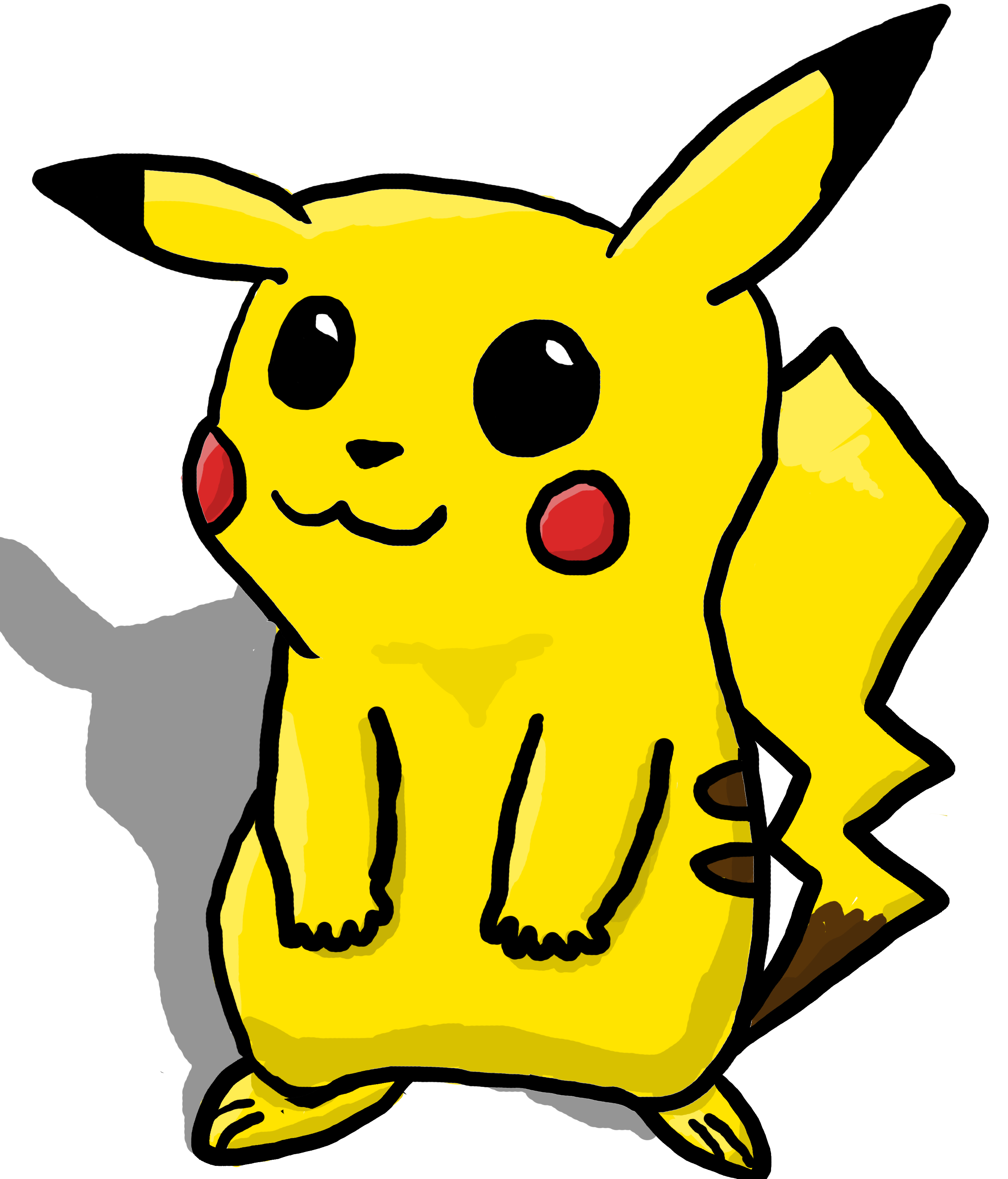 Pikachu (with transparent background and shadow) by the-desert-seagull