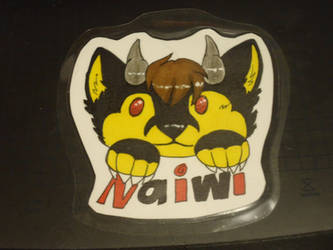 Derpy badge, fennec-fox odorless-skunk demon Naiwi