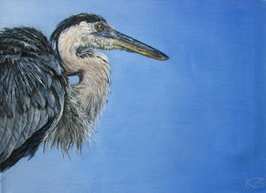 Poised - painting of a heron